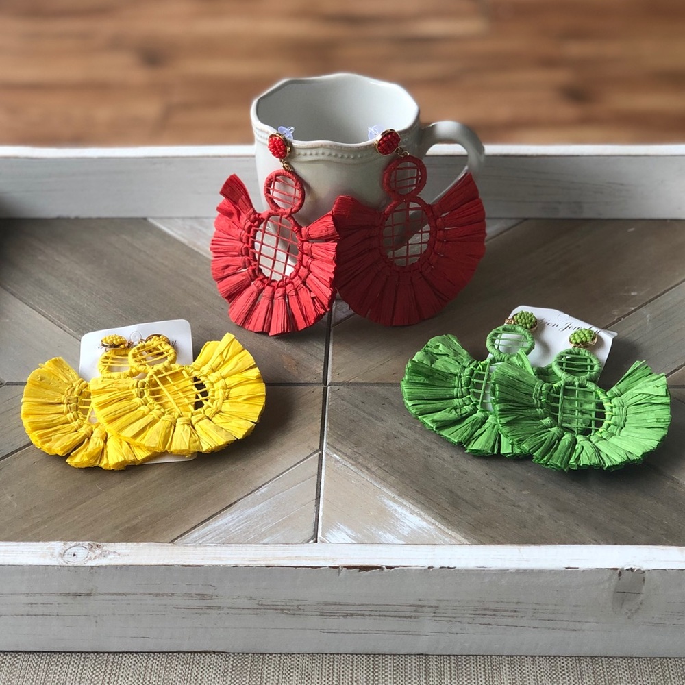 Large Rattan Tassel Earrings